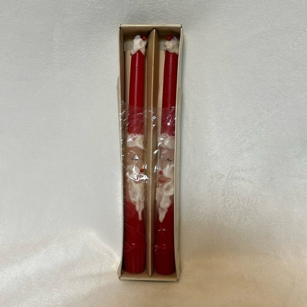 Vintage Santa Claus Taper candles Kameyama Candle Co Japan Christmas